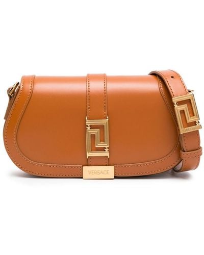 Versace Mini Greca Goddess Leather Shoulder Bag - Orange
