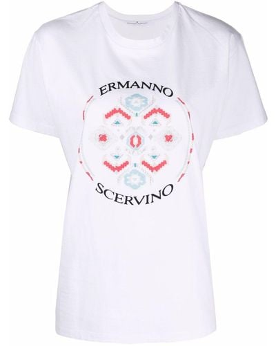 Ermanno Scervino T-shirt en coton à logo imprimé - Blanc