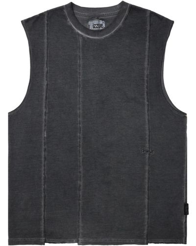 Izzue Raised-seam Cotton Vest - Black