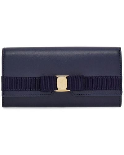 Ferragamo Vara Bow-detail Leather Wallet - Blue