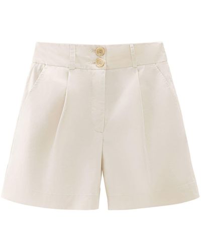 Woolrich Pleated High-waisted Shorts - White