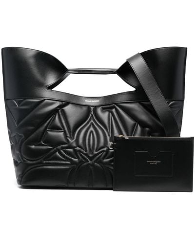 Alexander McQueen Large The Bow Bag In Quilted Leather - Black