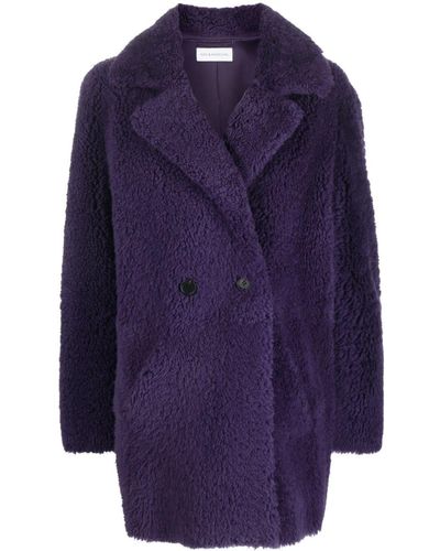 Inès & Maréchal Shearling Double-breasted Coat - Blue