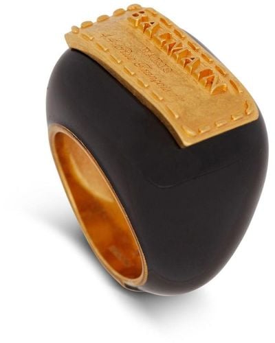 Balmain Brass And Enamel Ring - Black