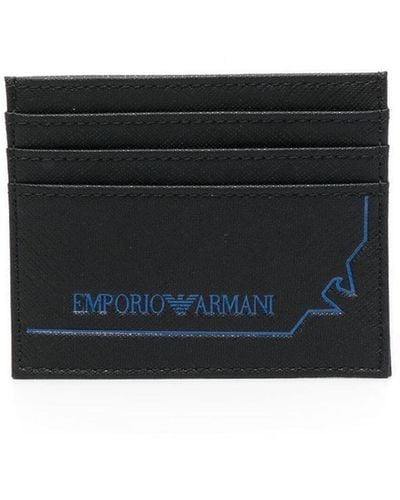 Emporio Armani Logo-print Recycled Leather Cardholder - Black