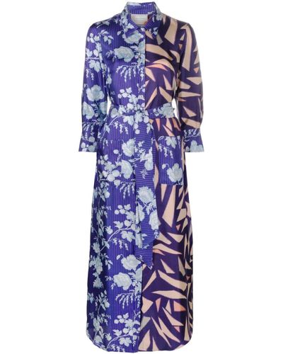 Pierre Louis Mascia Belted Abstract-print Shirt Dress - Purple