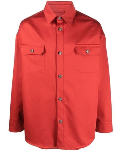 424 Button-down Fitted Shirt Jacket - Red