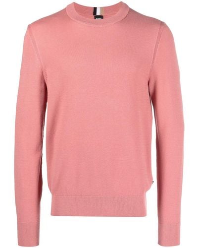 BOSS Crew-neck Knitted Sweater - Pink