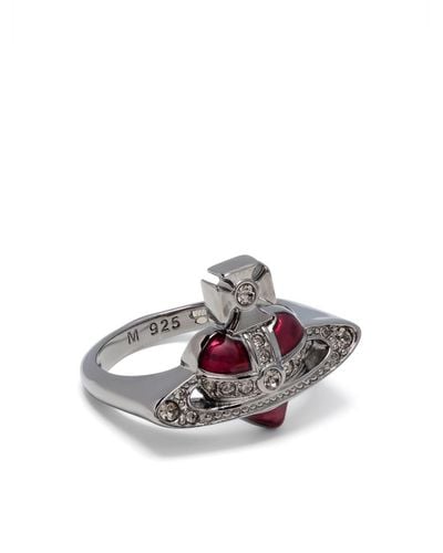 Vivienne Westwood New Diamante Heart Ring - Black