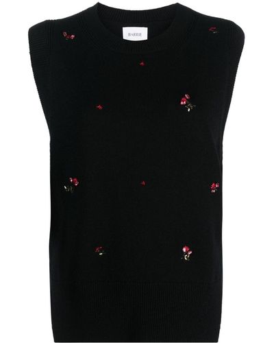 Barrie Jersey con bordado floral - Negro