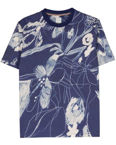 Paul Smith Sketchbook Botanical cotton T-shirt - Blau