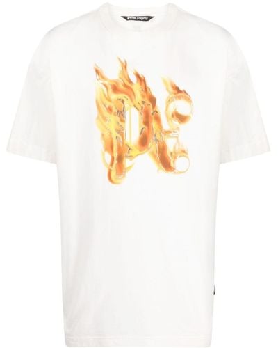 Palm Angels Burning モノグラム Tシャツ - ホワイト