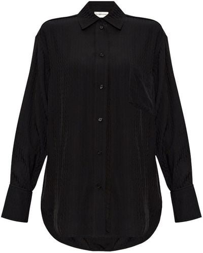 Victoria Beckham Monogram-pattern Button-down Shirt - Black