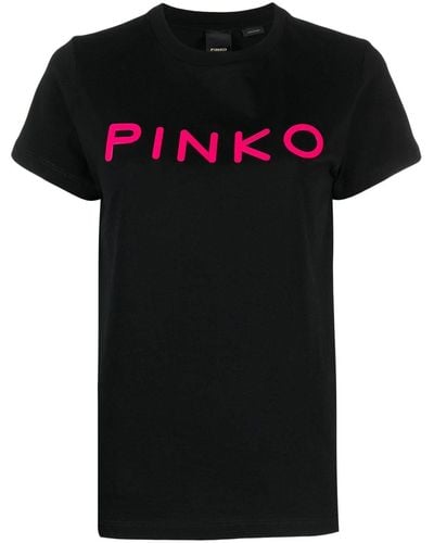Pinko T-shirt en coton à logo imprimé - Noir