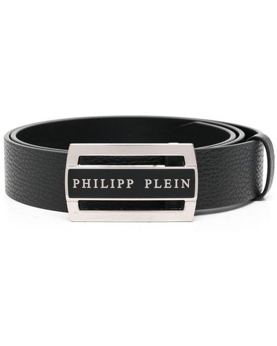 Philipp Plein Cinturón con placa del logo - Negro