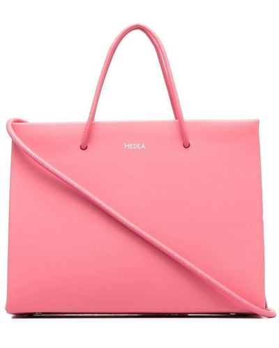 MEDEA Logo-print Leather Tote Bag - Pink