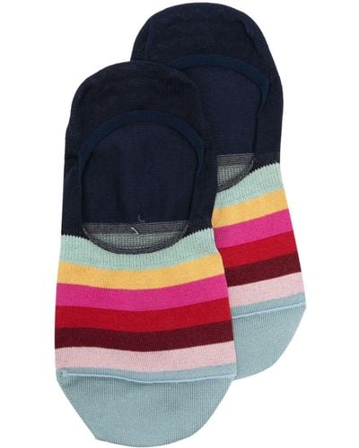 Paul Smith Stripe-pattern Organic Cotton-blend Socks - Blue