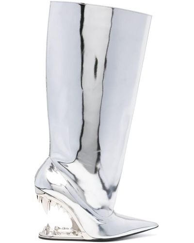 Gcds Morso Mirror 110mm Leather Boots - White