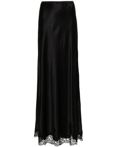 Carine Gilson Lace-detail Silk Skirt - Black