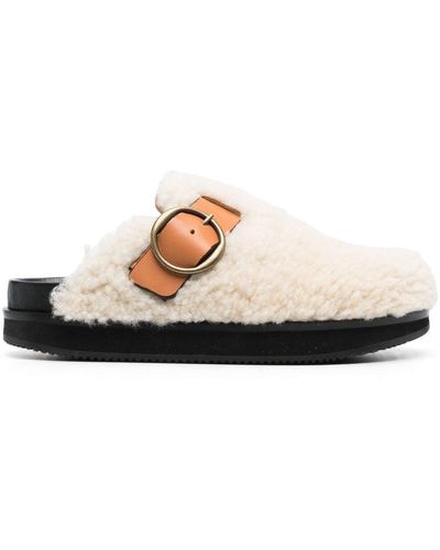 Isabel Marant Faux Shearling Mules - White