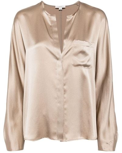 Vince Raw-cut Silk Blouse - Natural