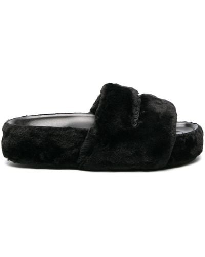 Stella McCartney Faux-fur Moulded-footbed Slippers - Black