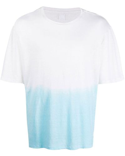 120% Lino Camiseta con motivo tie-dye - Azul