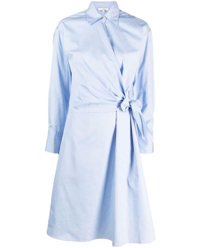 Vince Long-sleeved Cotton Wrap Dress - Blue