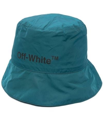 Off-White c/o Virgil Abloh Vissershoed Met Geborduurd Logo - Blauw