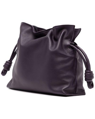 Loewe Flamenco Leather Clutch Bag - Purple