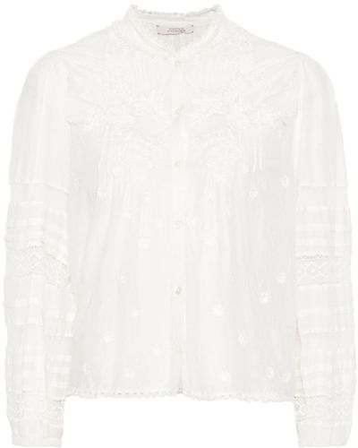 Dorothee Schumacher Lace-detailed Long-sleeved Voile Blouse - White