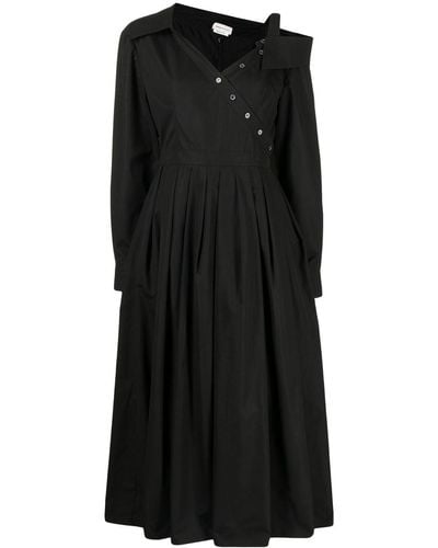 Alexander McQueen Drop Shoulder Midi Dress - Black
