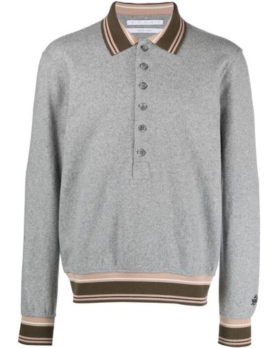 RANRA Ferming Mélange-effect Knitted Polo Shirt - Grey
