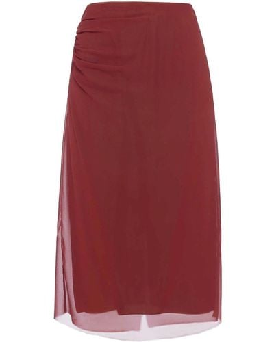Prada Semi-sheer Midi Pencil Skirt - Red
