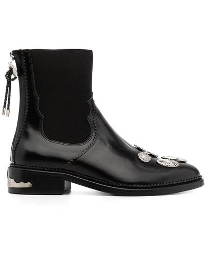 Toga Bottines en cuir à détail de patch - Noir