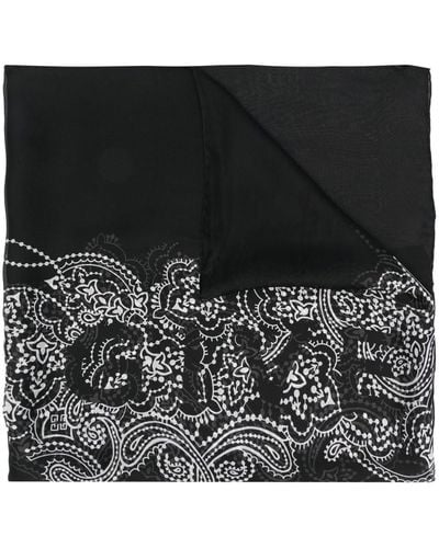 Givenchy Logo-bandana Print Silk Scarf - Black