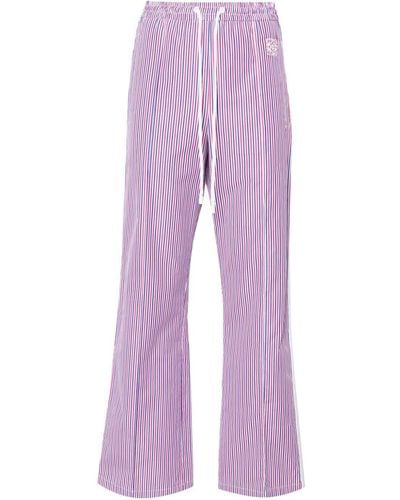Loewe Anagram-embroidered Striped Pants - Purple