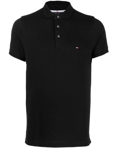Tommy Hilfiger Embroidered-logo Polo Shirt - Black