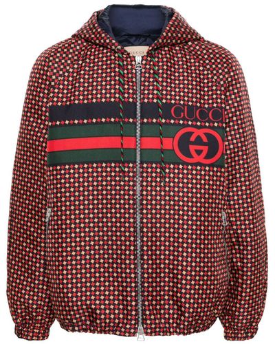Gucci Jacke mit geometrischem Hahnentrittmuster - Rot