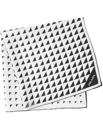 Prada Triangle-logo Twill Scarf - White