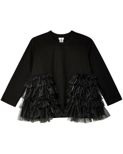 Noir Kei Ninomiya Ruffle-embellished Cotton Jacket - Black