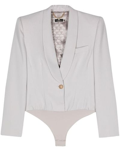 Elisabetta Franchi Crepe Blazer Bodysuit - White