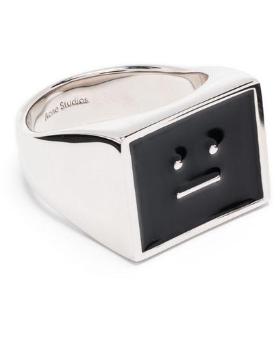 Acne Studios Polished Face-plaque Ring - White
