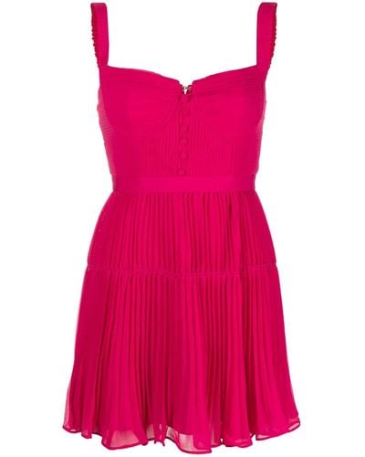 Self-Portrait Pleated Bustier Minidress - Pink