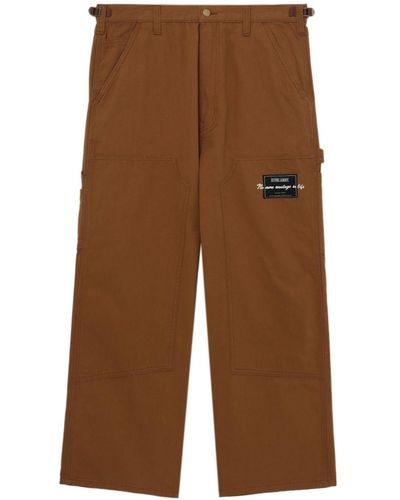 Izzue Logo-patch Wide-leg Trousers - Brown