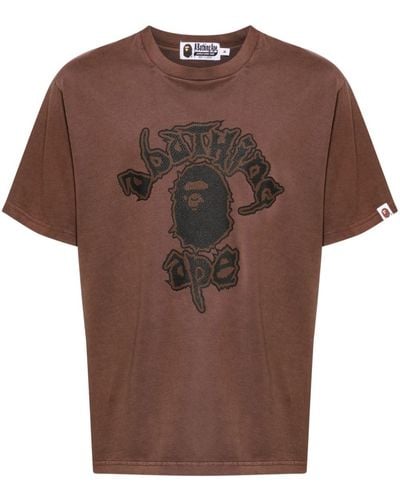 A Bathing Ape T-shirt con stampa - Marrone