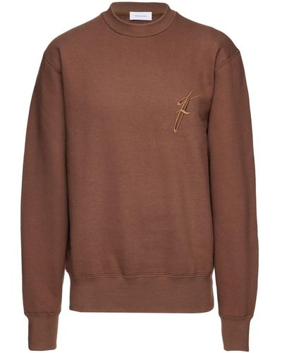 Ferragamo Crew-neck Cotton Sweatshirt - Brown