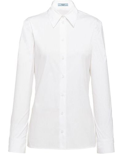 Prada Chemise à patch logo - Blanc
