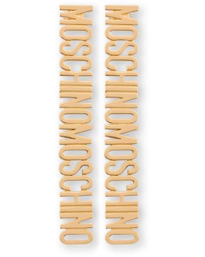 Moschino Logo-lettering Drop Earrings - Metallic
