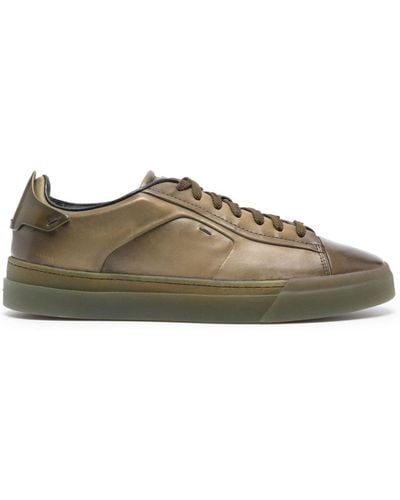 Santoni Lace-up Leather Sneakers - Brown